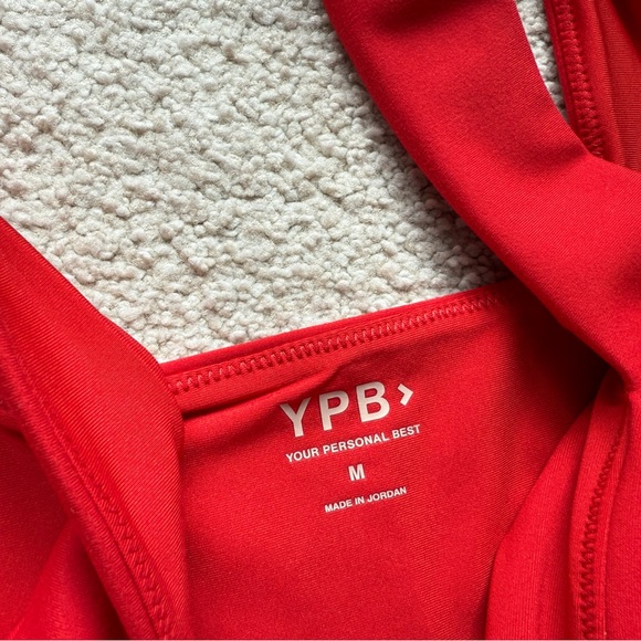 Abercrombie & Fitch YPB sculptLUX Square Neck Slim Tank Top Crop Tee Red Medium - Picture 4 of 8